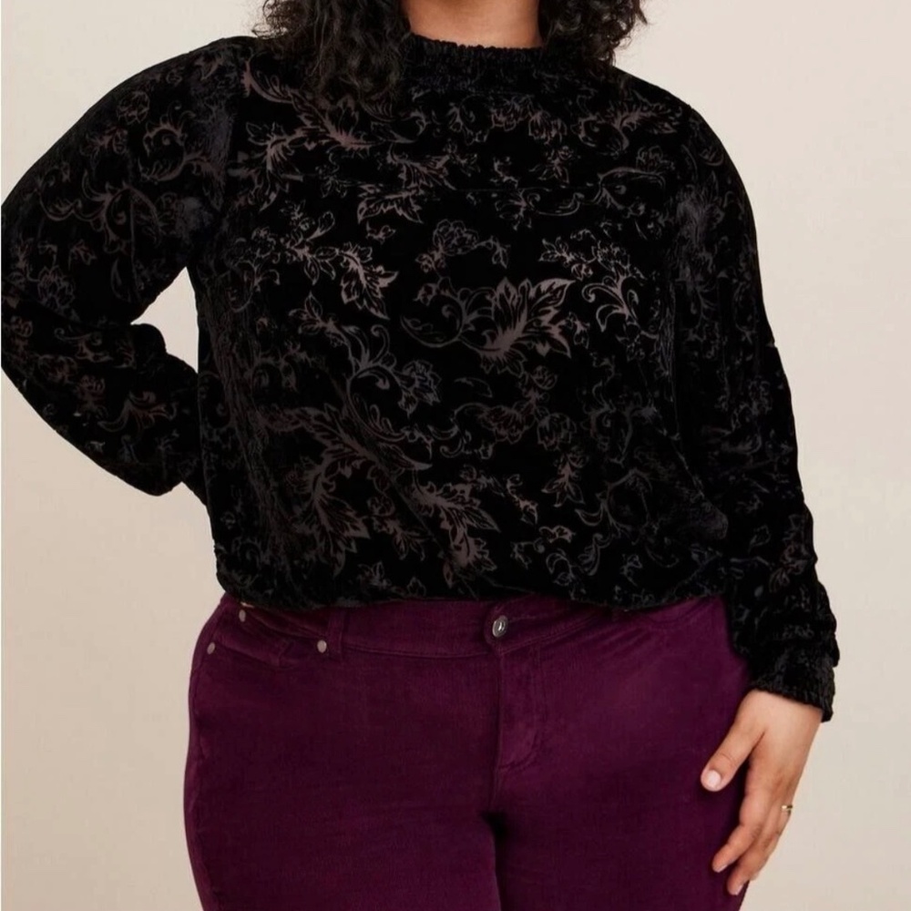 Torrid Velvet Smocked Turtleneck Top Plus Size 5 5X 30-32#D34850